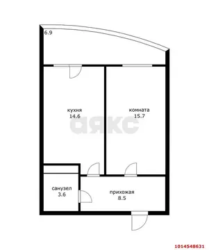 1-комнатная квартира: Краснодар, Воронежская улица, 47Б (49.3 м)