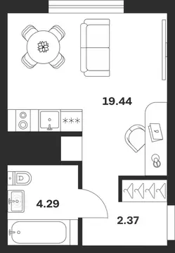 Студия Тульская область, Тула ул. Академика Насоновой, 18 (26.1 м)