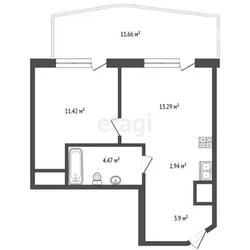 2-комнатная квартира: Алушта, Западная улица, 4к3 (48.68 м)