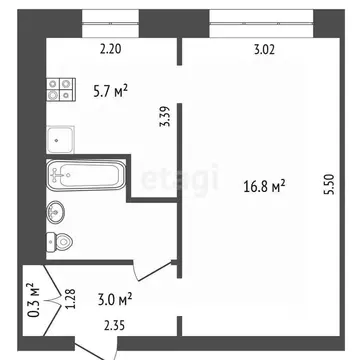 1-к кв. Татарстан, Альметьевск ул. Гафиатуллина, 22А (29.9 м)