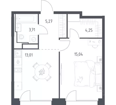 1-к кв. Москва Квартал на воде жилой комплекс, к5 (41.28 м)