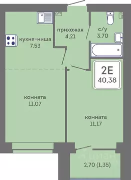 2-к кв. Пермский край, Пермь Кировоградская ул., 28 (40.38 м)