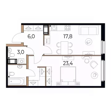 1-к кв. Вологодская область, Череповец Рыбинская ул., 69 (54.3 м)