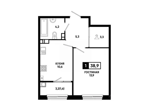 1-к кв. Ставропольский край, Ставрополь ул. Доваторцев, 179Гк1 (38.9 ...
