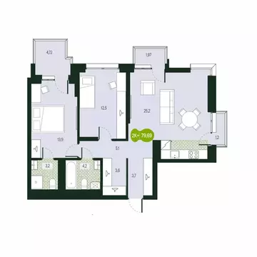 3-к кв. Забайкальский край, Чита Каштакский мкр,  (79.69 м)