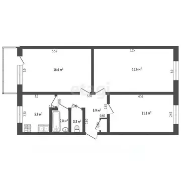 3-к кв. Нижегородская область, Выкса Краснофлотская ул., 48 (59.4 м)