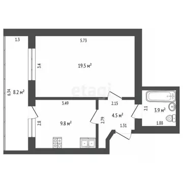 1-к кв. Самарская область, Самара ул. Гагарина, 21 (37.7 м)
