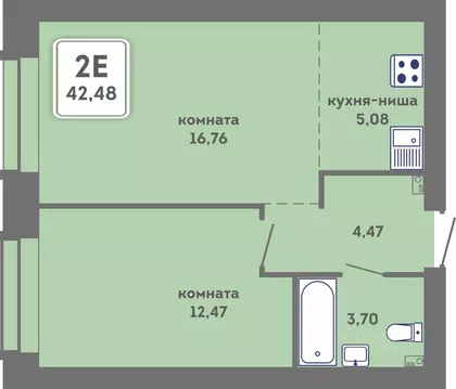 2-к кв. Пермский край, Пермь Кировоградская ул., 28 (42.48 м)