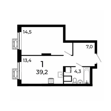 1-к кв. Нижегородская область, Нижний Новгород ул. Коперника, 15 (39.0 ...