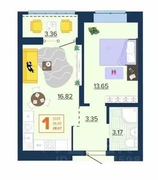 1-к кв. Брянская область, Брянск Московский мкр, Микрорайон Акватория ...