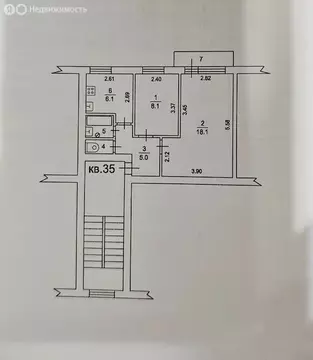 2-комнатная квартира: Рошаль, улица Свердлова, 12 (40 м)