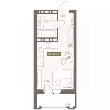 Студия Кемеровская область, Кемерово Московский просп., 23А (24.97 м)