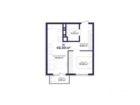 1-к кв. Дагестан, Дербент Камеллия жилой комплекс (42.3 м)