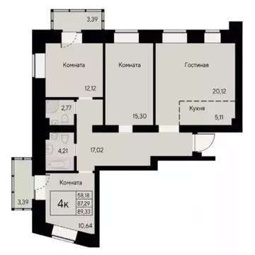4-к кв. Красноярский край, Красноярск ул. Елены Стасовой, 80 (89.1 м)