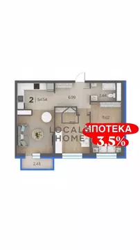 2-к кв. Рязанская область, Рязанский муниципальный округ, с. Дядьково ...