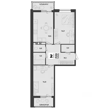 1-к кв. Краснодарский край, Краснодар  (35.7 м)