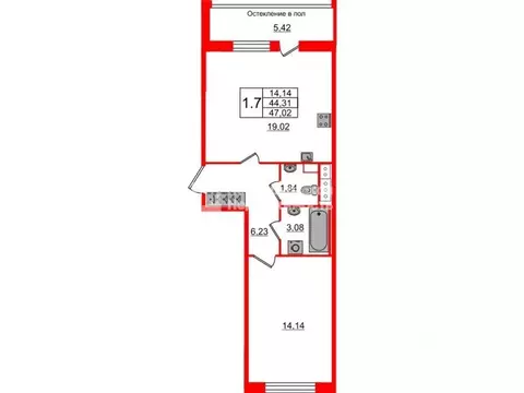 1-к кв. Санкт-Петербург Кубинская ул., 76к1 (43.8 м)