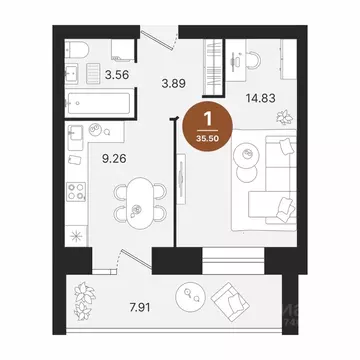 1-к кв. Марий Эл, Советский городское поселение, Советский пгт  (35.5 ...