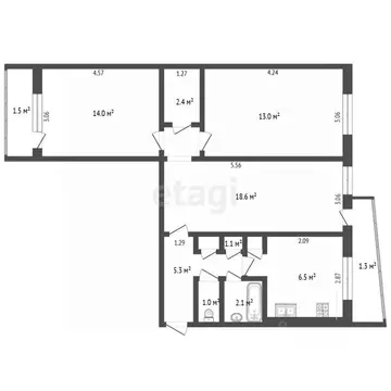 3-к кв. Мордовия, Саранск ул. Богдана Хмельницкого, 12с3 (64.0 м)