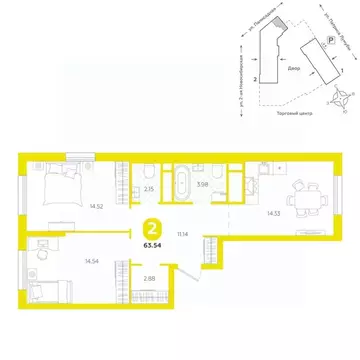 2-к кв. Свердловская область, Екатеринбург ул. Патриса Лумумбы, 4А ...