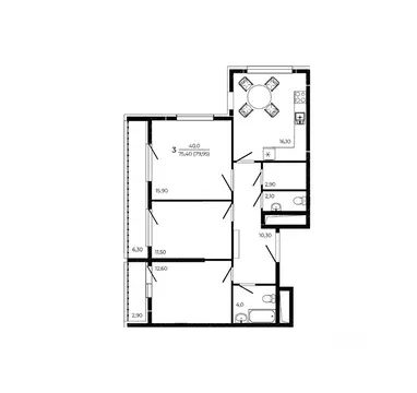 3-к кв. Ростовская область, Ростов-на-Дону Притяжение жилой комплекс ...