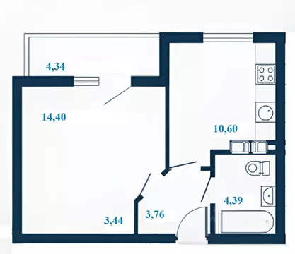 1-к кв. Волгоградская область, Волгоград ул. Клары Цеткин, 1А (38.76 ...