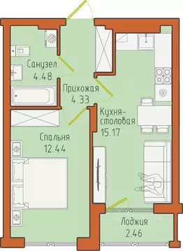 1-к кв. Калининградская область, Светлогорск пос. Отрадное,  (38.88 м)