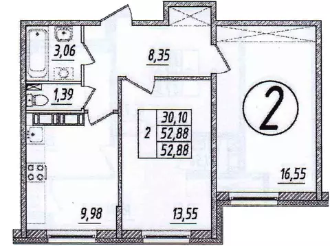 2-к кв. Ленинградская область, Всеволожский район, Кузьмоловский пгт ...