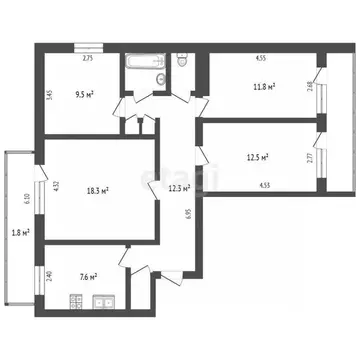 4-к кв. Крым, Симферополь ул. Имени Мате Залки (83.0 м)