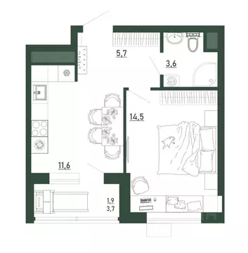1-к кв. Воронежская область, Воронеж бул. Содружества, 6 (37.1 м)