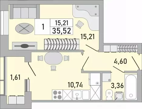 1-к кв. Башкортостан, Уфа Бакалинская ул., 9/1 (35.52 м)