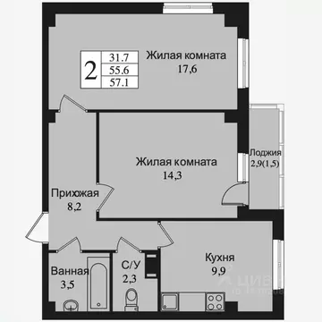 2-к кв. Ленинградская область, Всеволожск Южный мкр, ул. Крымская, 1 ...