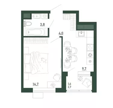 1-к кв. Воронежская область, Воронеж бул. Содружества, 6 (33.6 м)