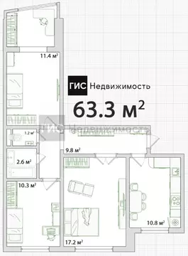3-к кв. Новосибирская область, Новосибирск Ленинградская ул., 139 ...