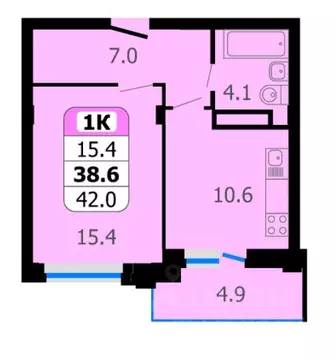 1-к кв. Чувашия, Новочебоксарск Восточная ул., 1к2 (42.0 м)