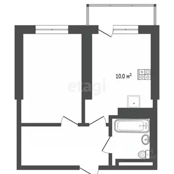 1-к кв. Тюменская область, Тюмень Таежная ул., 2 (34.9 м)
