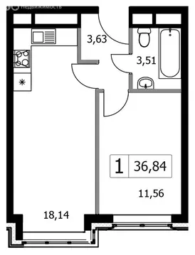 1-комнатная квартира: Москва, НАО, район Внуково, жилой комплекс ...
