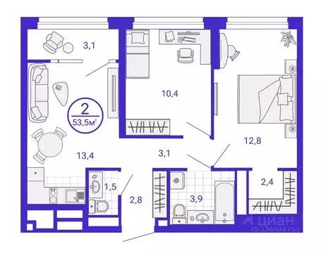 2-к кв. Свердловская область, Екатеринбург Уктус жилрайон, Астон ...