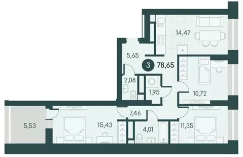 3-к кв. Курганская область, Курган Малиновые высоты жилой комплекс ...