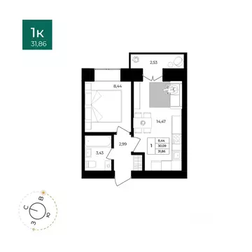 1-к кв. Ярославская область, Ярославль Северный жилрайон, 15-й мкр, ...