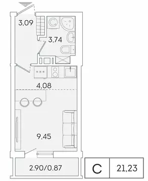 Квартира-студия: Мурино, Екатерининская улица, 11 (20.3 м)