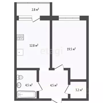 1-к кв. Тюменская область, Тюмень ул. Червишевский Тракт, 58 (46.2 м)