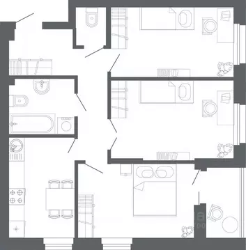 3-к кв. Свердловская область, Екатеринбург ул. Комсомольская, 67 (64.2 ...