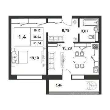 1-к кв. Новгородская область, Великий Новгород ул. Королева, 22к2 ...
