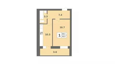 1-к кв. Башкортостан, Уфа Дагестанская ул., лит12 (41.3 м)