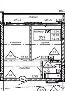 1-комнатная квартира: Новосибирск, Автогенная улица, 75 (45.5 м)
