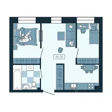 2-к кв. Приморский край, Владивосток ул. Борисенко (41.31 м)