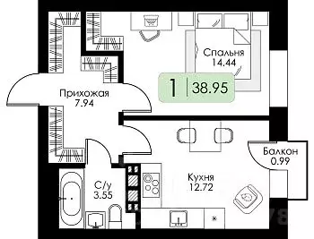 1-к кв. Тверская область, Тверь ул. Коминтерна, 91к1 (39.0 м)