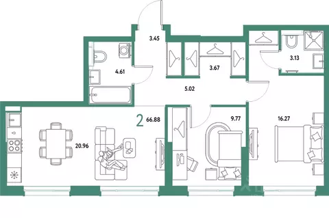 2-к кв. Московская область, Мытищи Страна.Парковая жилой комплекс ...