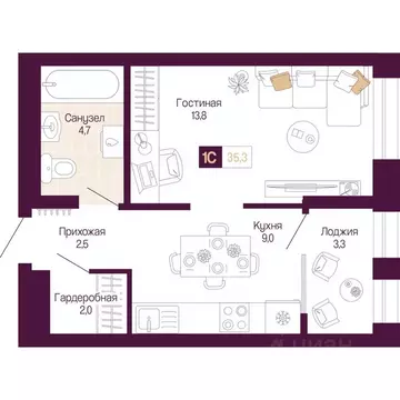 Студия Нижегородская область, Нижний Новгород ул. Тургенева (33.7 м)